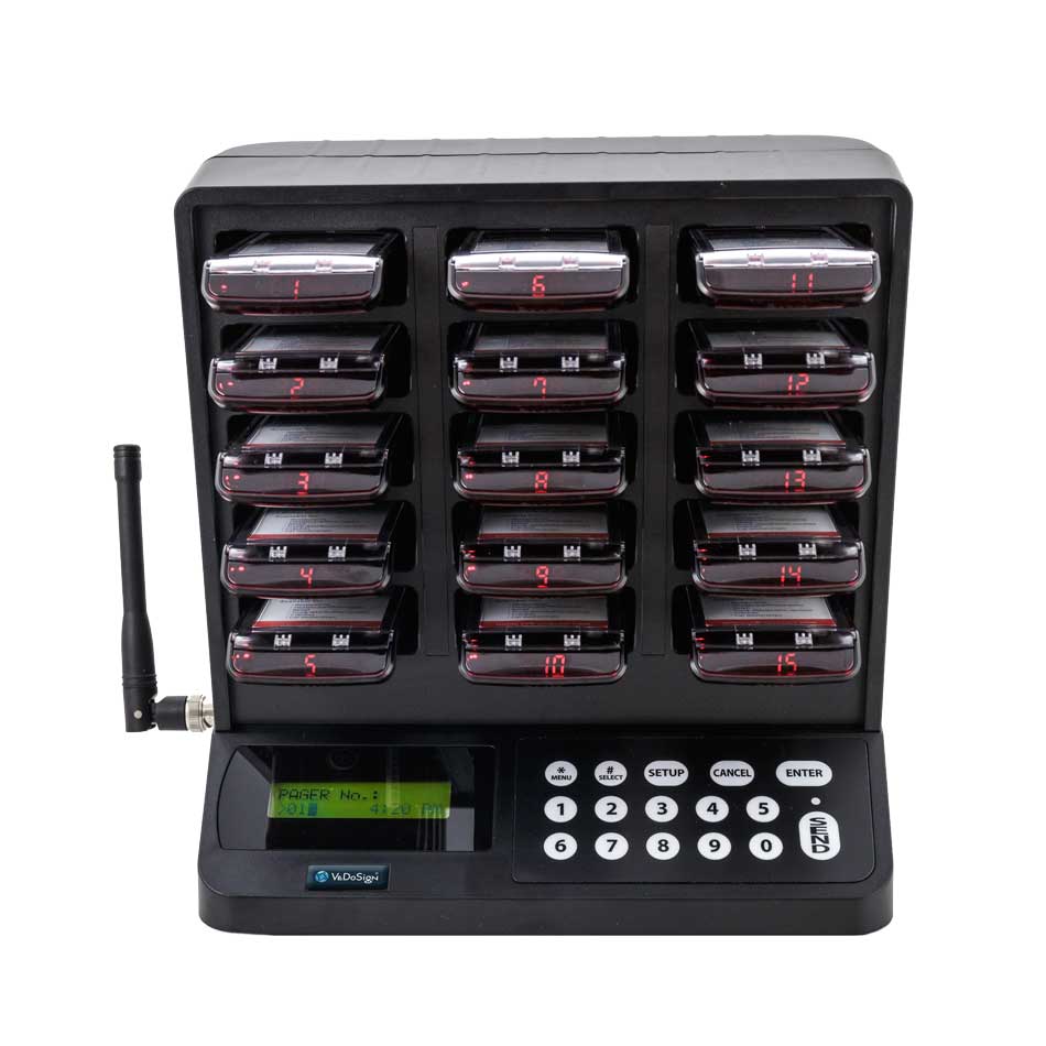 All In One IQ Gasten Oproepsysteem Met 15 IQ Pagers All In One IQ Gasten Oproepsysteem Met 15 IQ Pagers