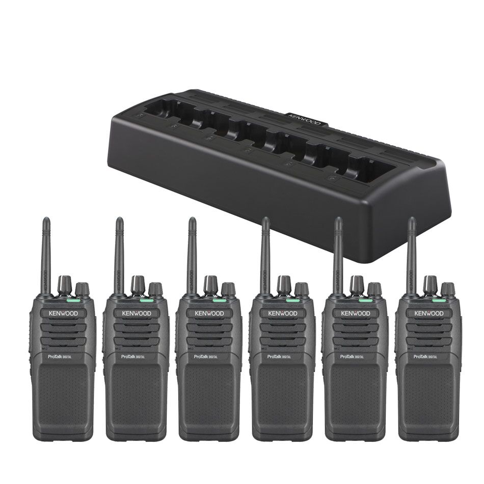 Set Van 6 Portofoons Kenwood TK 3701DE En Multilader Set Van 6 Portofoons Kenwood TK 3701DE En Multilader