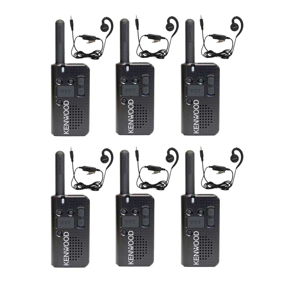 Set Van 6 Kenwood PKT 23e Met Oortjes En Multilader Set Van 6 Kenwood PKT 23e Met Oortjes En Multilader