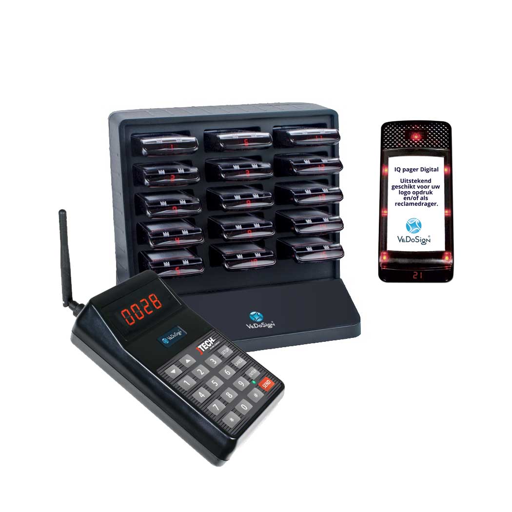 Basic Gasten Oproepsysteem Compleet Met 15 IQ Pagers Basic Gasten Oproepsysteem Compleet Met 15 IQ Pagers