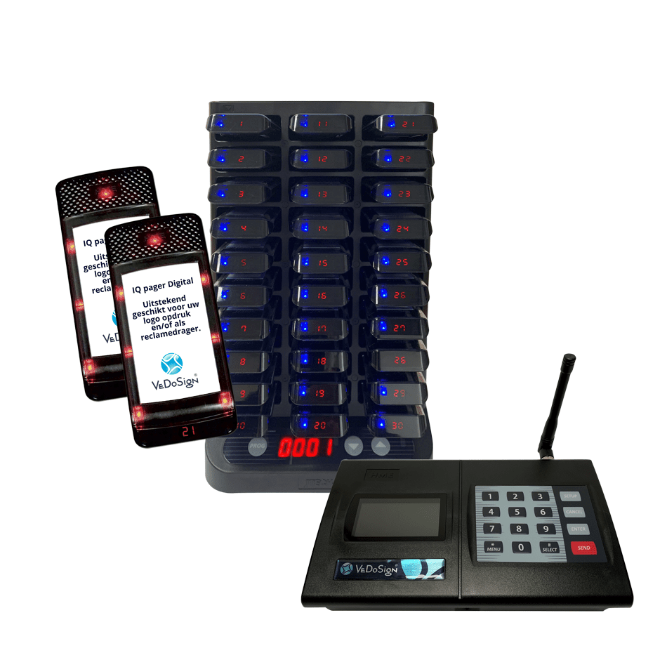 Premium Gasten Oproepsysteem Compleet Met 30 IQ Pagers Premium Gasten Oproepsysteem Compleet Met 30 IQ Pagers