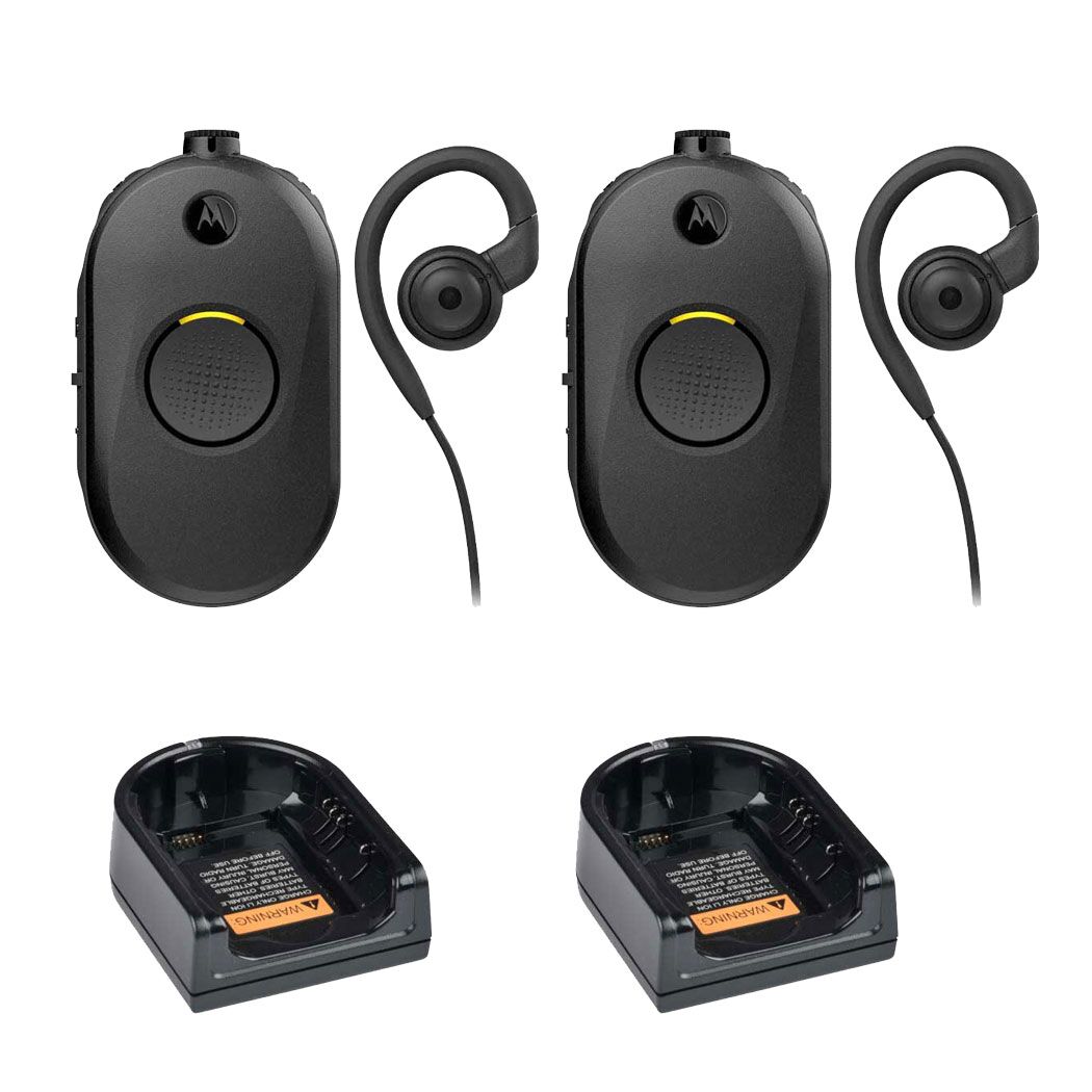 Set Van 2 Motorola CLPe Met Oortjes En Laders Set Van 2 Motorola CLPe Met Oortjes En Laders