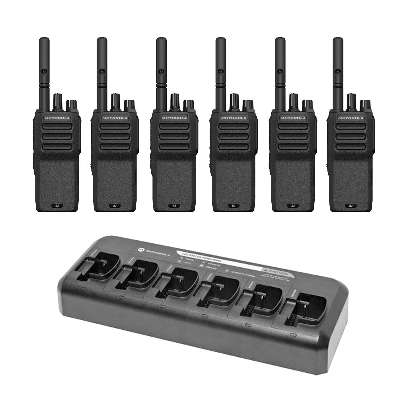Set Van 6 Motorola R2 UHF Digitale Portofoons Set Van 6 Motorola R2 UHF Digitale Portofoons