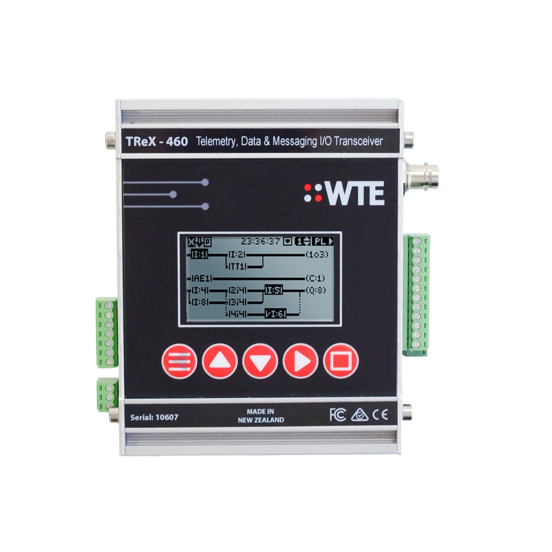TReX 460 AlarmCall Pro 4W BackUp Ethernet Serial USB Compatibele Data Transceiver POCSAG (pagers) Berichten Scherm TReX 460 AlarmCall Pro 4W BackUp Ethernet Serial USB Compatibele Data Transceiver POCSAG (pagers) Berichten Scherm