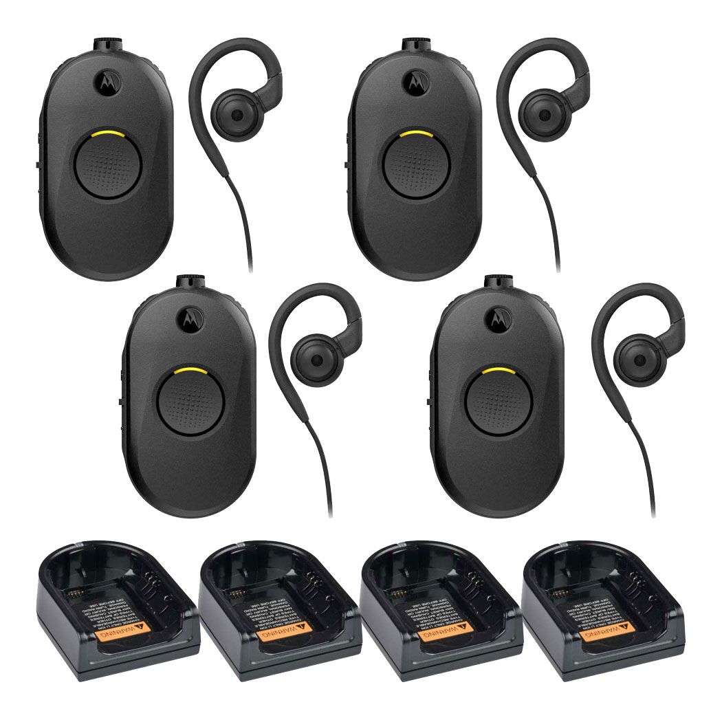 Set Van 4 Motorola CLPe Met Oortjes En Laders Set Van 4 Motorola CLPe Met Oortjes En Laders