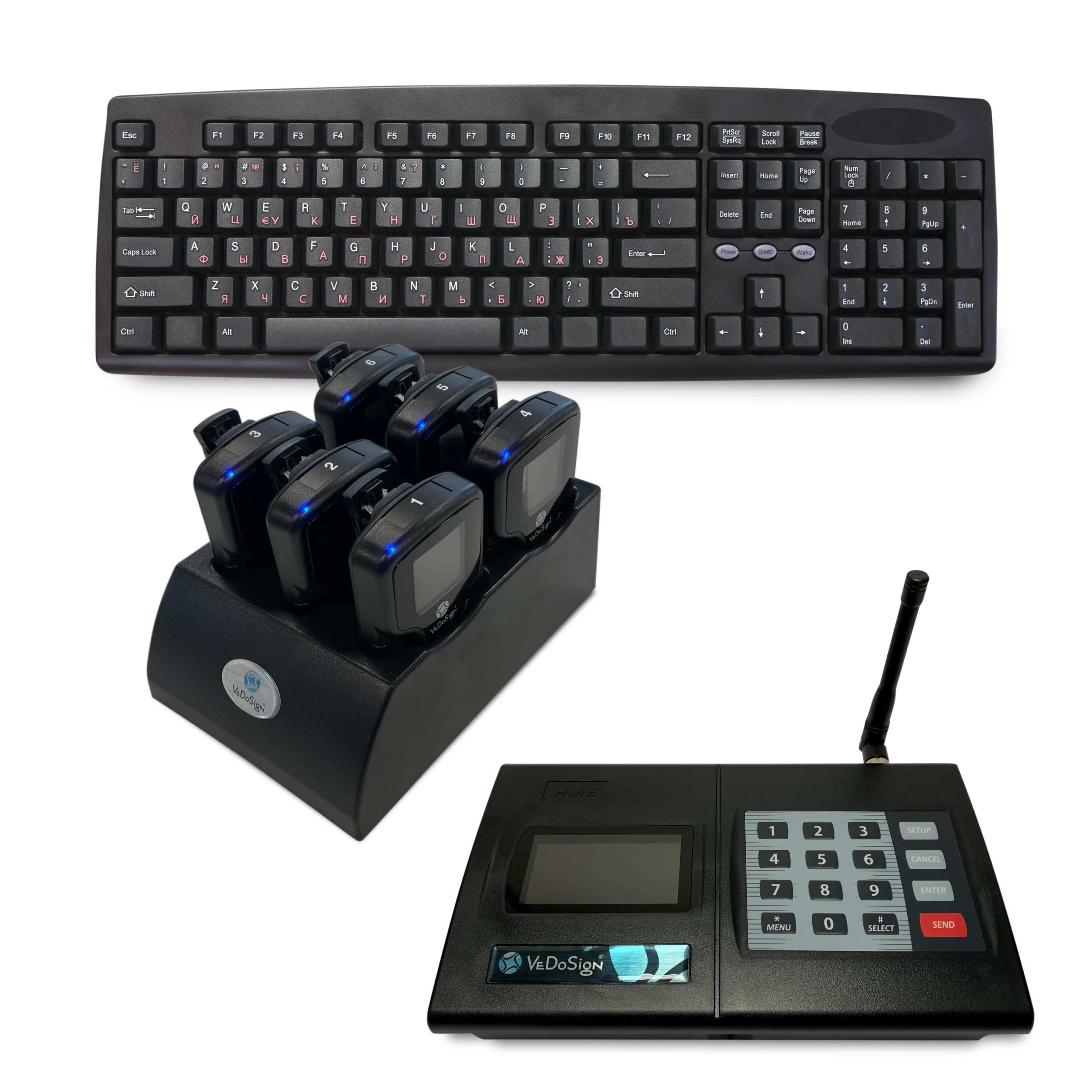 Compleet SmartCall Systeem Met 6 SmartCall Colour Belt Pagers En I Station Premium Transmitter Compleet SmartCall Systeem Met 6 SmartCall Colour Belt Pagers En I Station Premium Transmitter