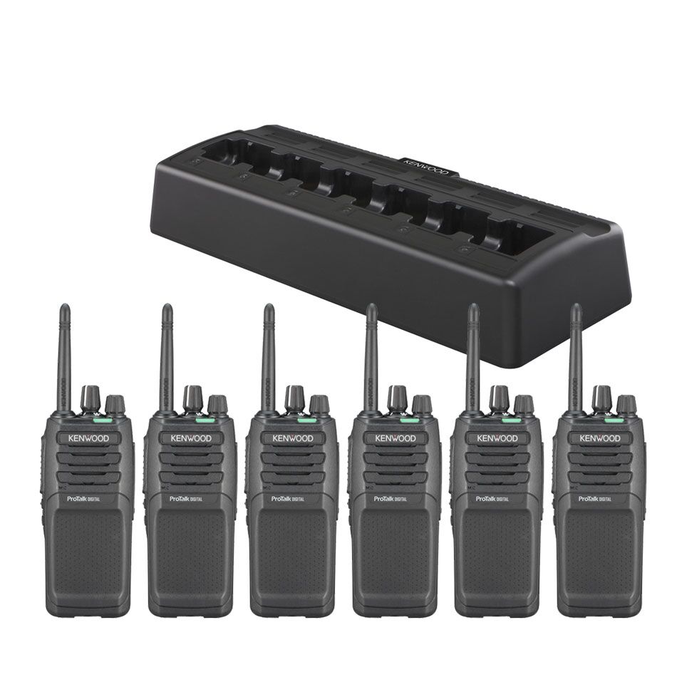 Set Van 6 Portofoons Kenwood TK 3701DE En Multilader