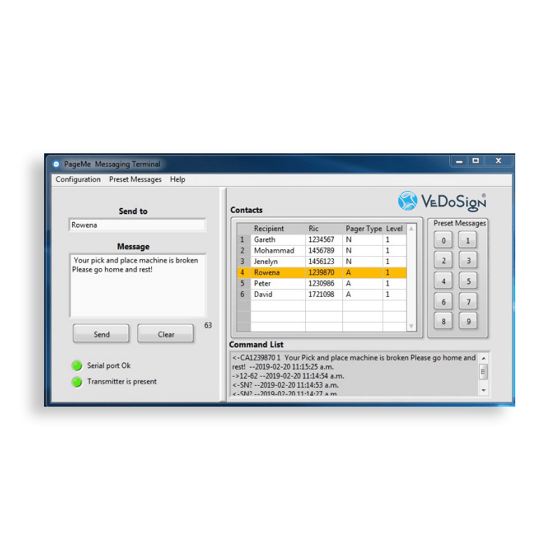 Page Me Software Screen Page Me Software Screen